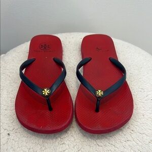 Tory Burch Red and navy blue Sandals size 7.
